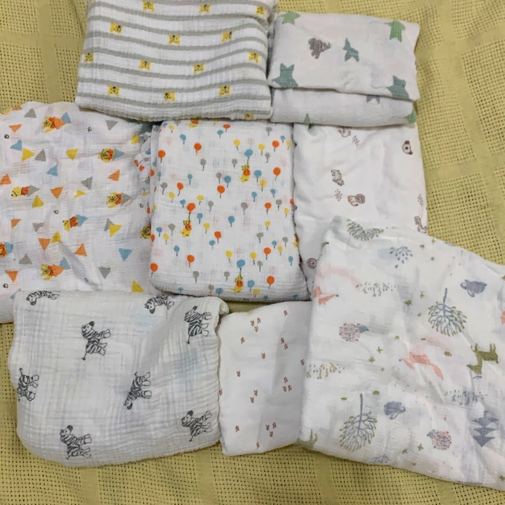Bundle of Cotton Swaddle Blankets